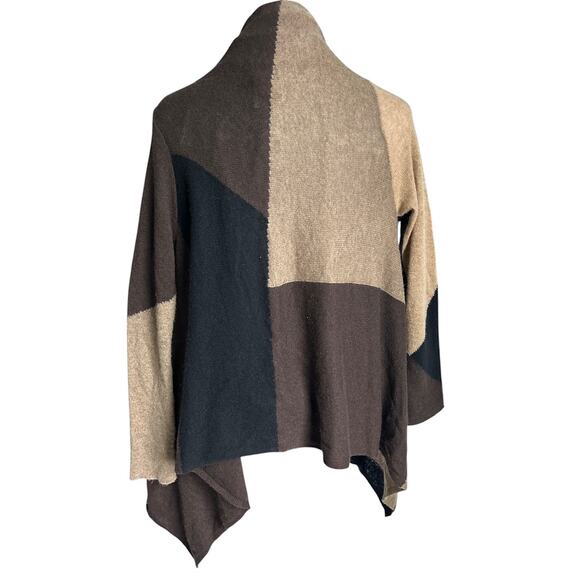 Saffron Women’s Size Medium 100% Cashmere Open Cardigan Artsy Handkerchief Hem - Picture 2 of 7